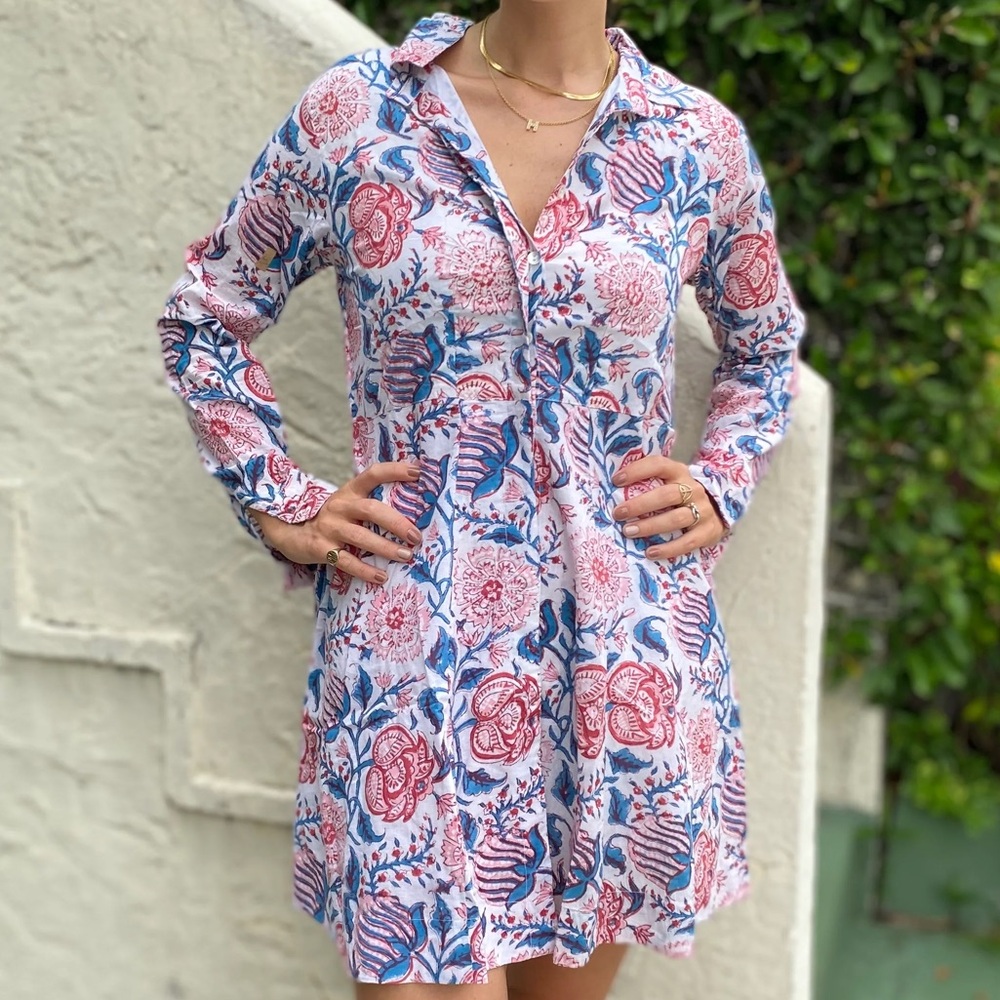 Livro Floral Long Sleeve Dress - Size XS